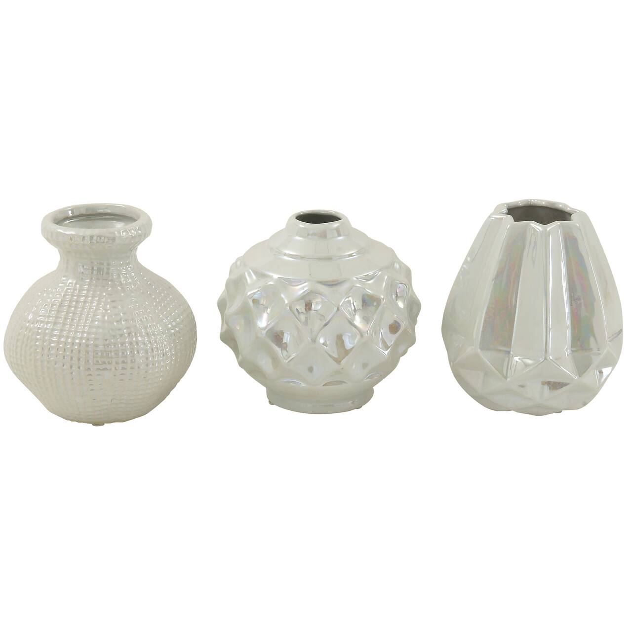 CosmoLiving by Cosmopolitan Cream Stoneware Glam Vase Set